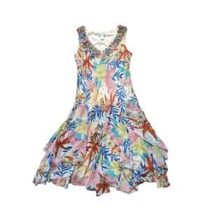 Vintage Bethany Dress Women 4 Pink Floral Fairy Asymmetric Hem Cottage Coquette